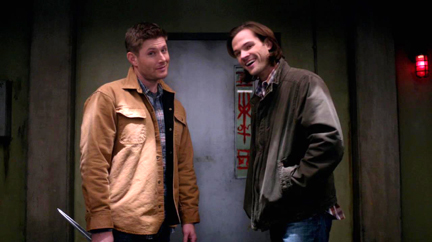 Sam and Dean mock Ezra. Sam and Dean mock Ezra.